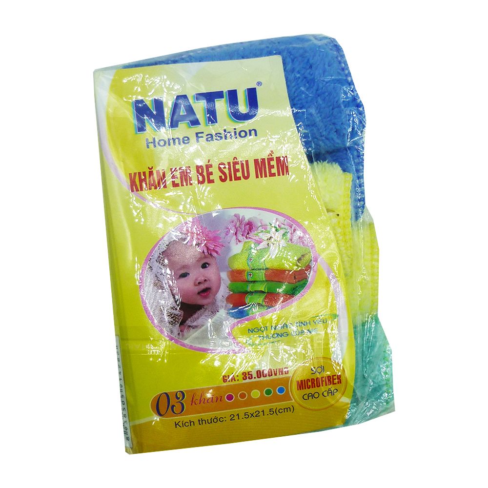 Bộ 3 Khăn Em Bé Siêu Mềm Natu NF21 (21.5 x 21.5 cm)
