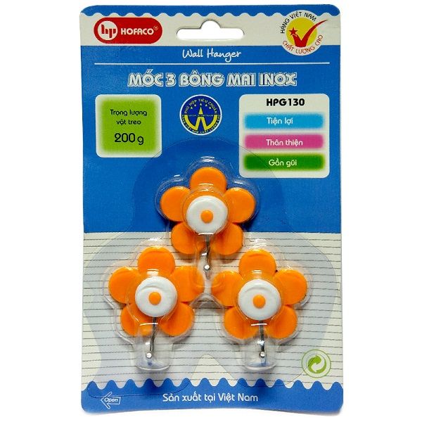 Bộ 3 Móc Dán Tường Bông Mai Inox Hofaco HPG130