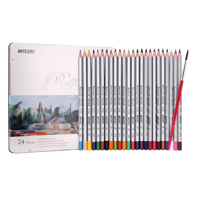 Bộ Chì Tô 24 Màu Khô Cao Cấp Marco Raffine 7120-24TN (Hộp Thiếc)