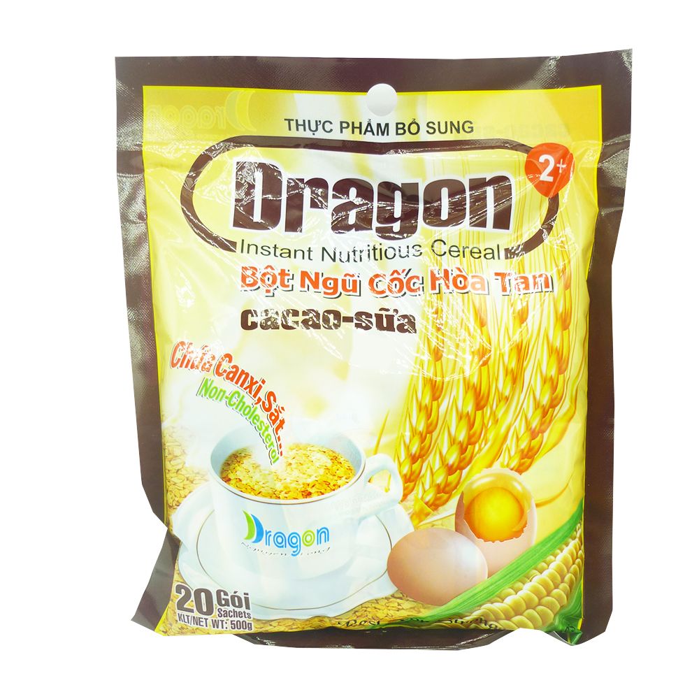 Bột Ngũ Cốc Hòa Tan CaCao Sữa Dragon (Túi 20 Gói)