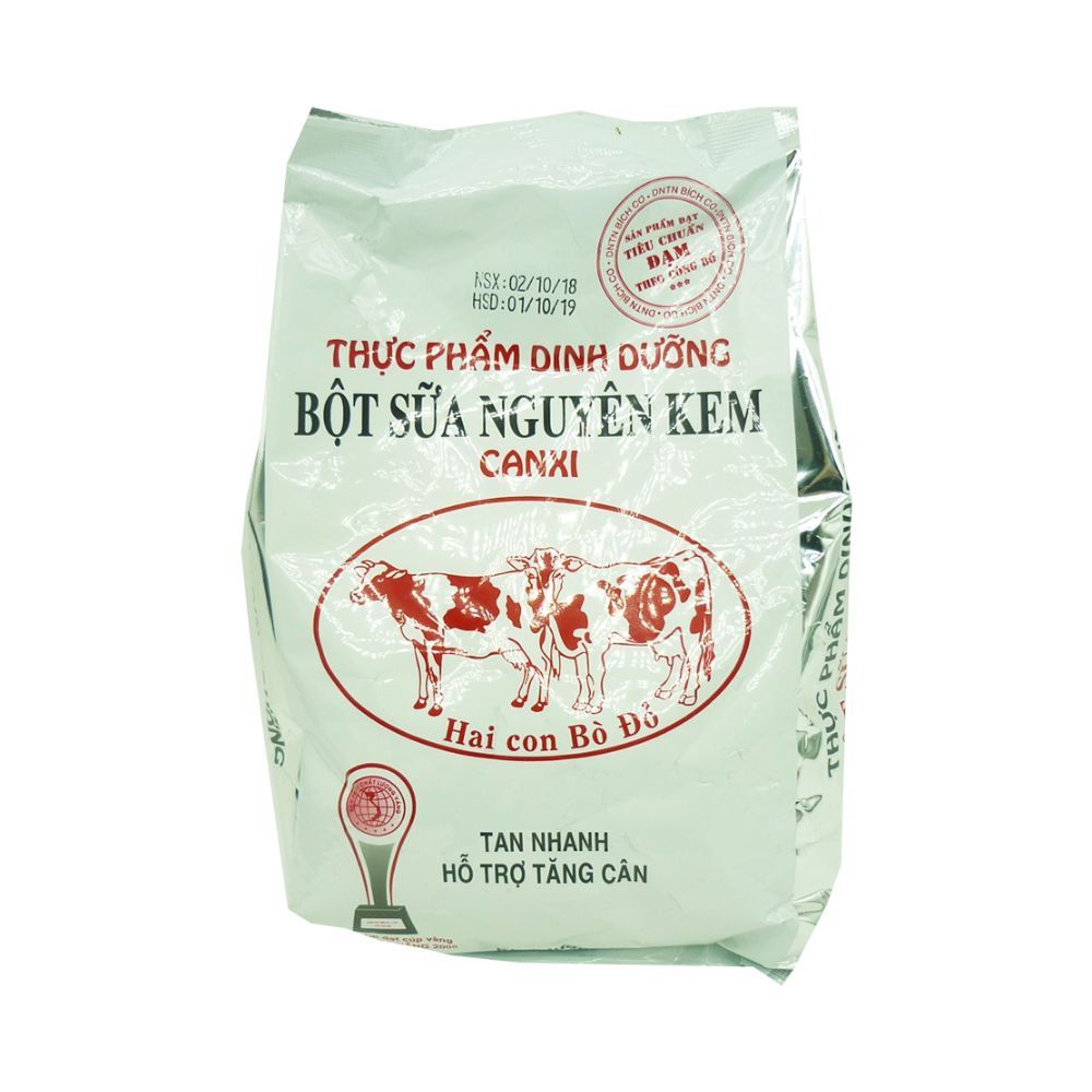 Bột Sữa Nguyên Kem Canxi Hai Con Bò Đỏ (500g)