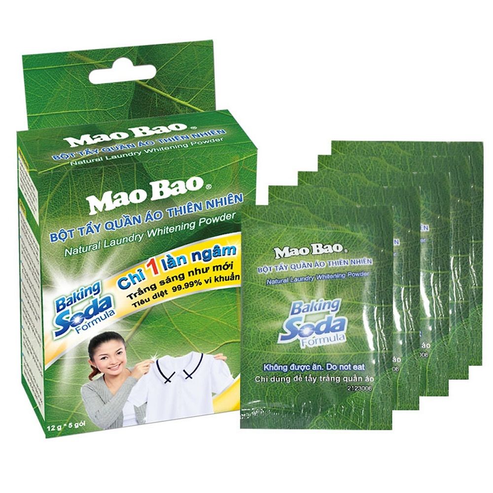 Bột Tẩy Quần Áo Thiên Nhiên Mao Bao (12g x 5 Gói)