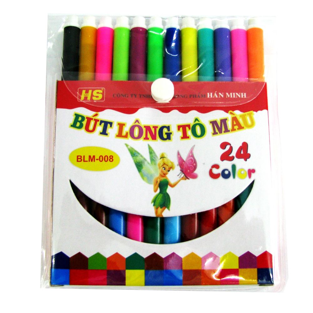 Bút Lông Tô Màu Ngắn BLM-008 (Vỉ 24 Bút)