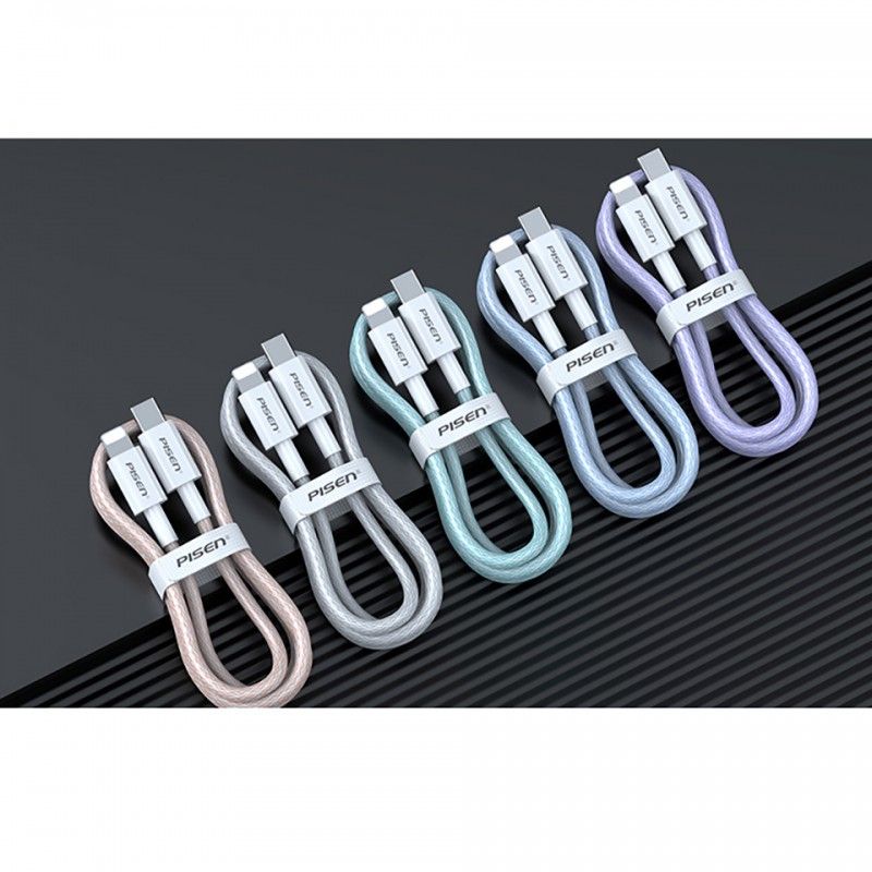 Cáp PISEN Quick PD 20W (Type-C to Lightning) Colorful DM-TC10-1000, Blue/Purple