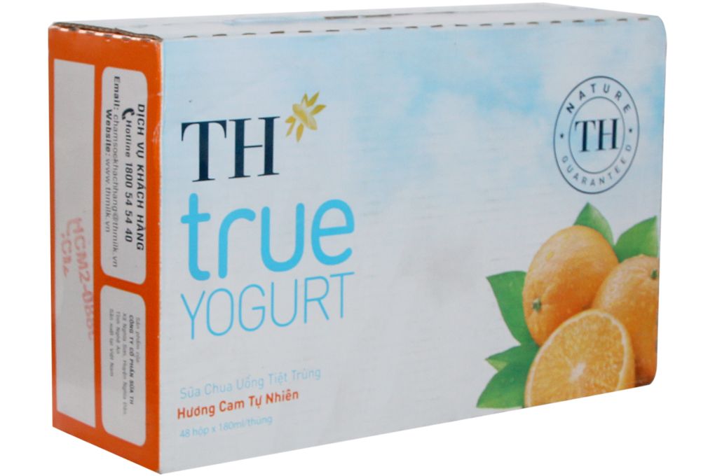 Sữa Chua Uống Tiệt Trùng Hương Cam Tự Nhiên TH True Yogurt (180ml / Hộp)