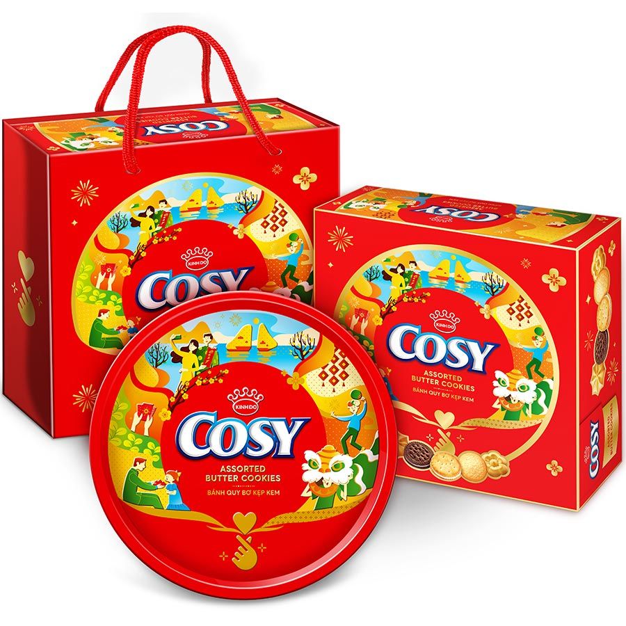 Bánh Quy Bơ Thập Cẩm Kẹp Kem - Cosy - Hộp Thiếc 378g