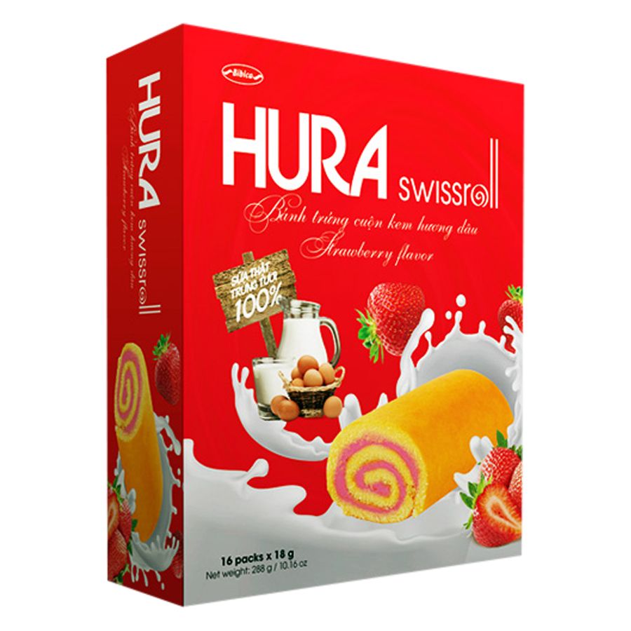 BL Hura swissroll dâu hộp 288gr*10