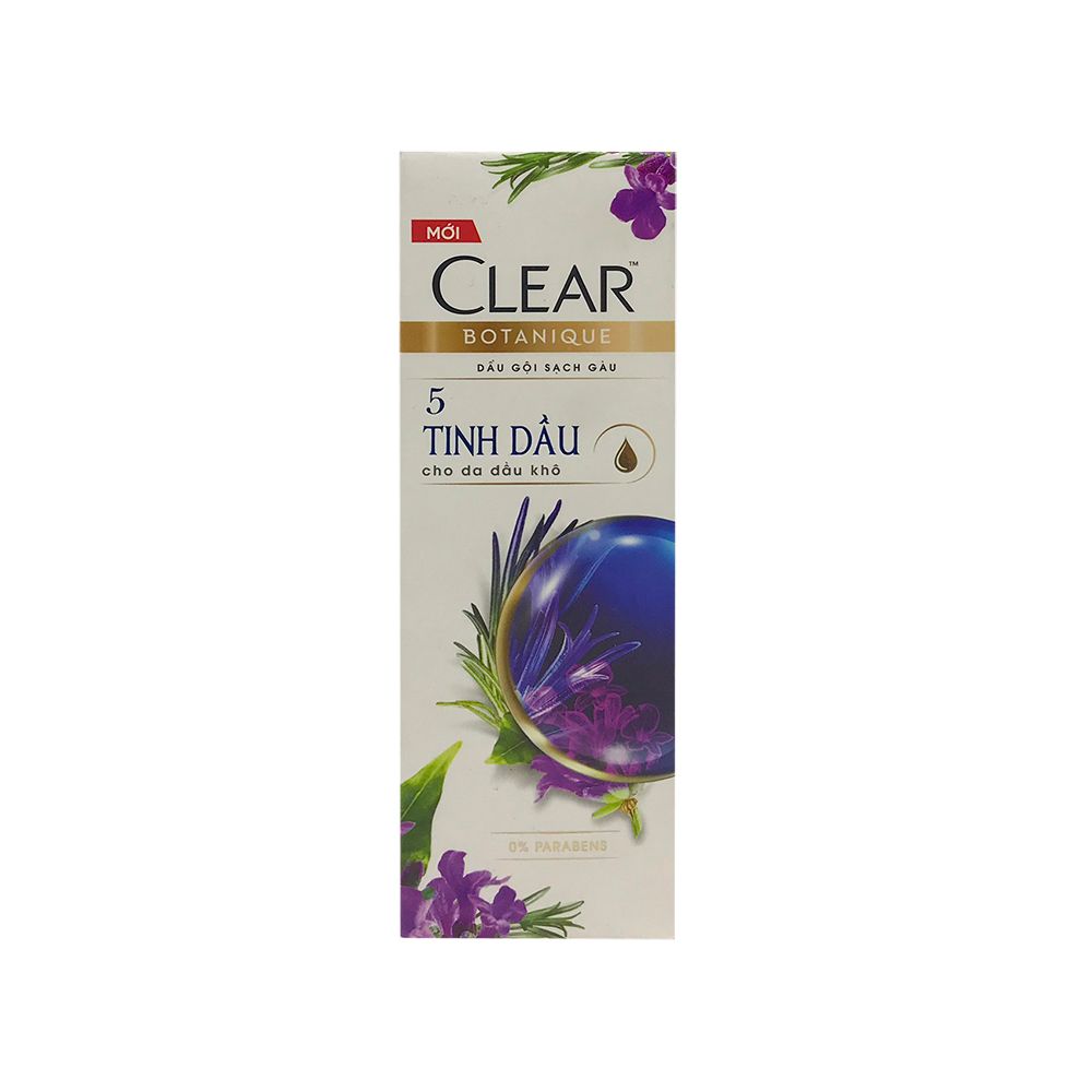 Dầu Gội Sạch Gàu Clear Botanique 5 Tinh Dầu Cho Da Đầu Khô (175ml)