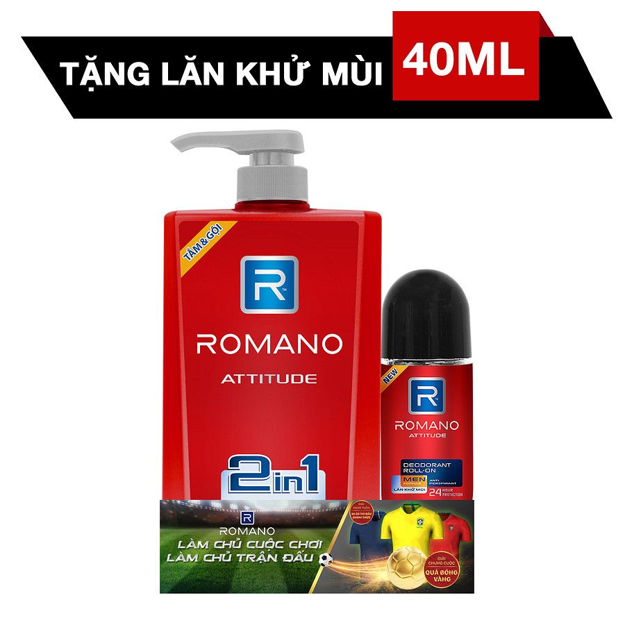 Dầu Tắm Gội 2 Trong 1 Romano Attitude (650g)