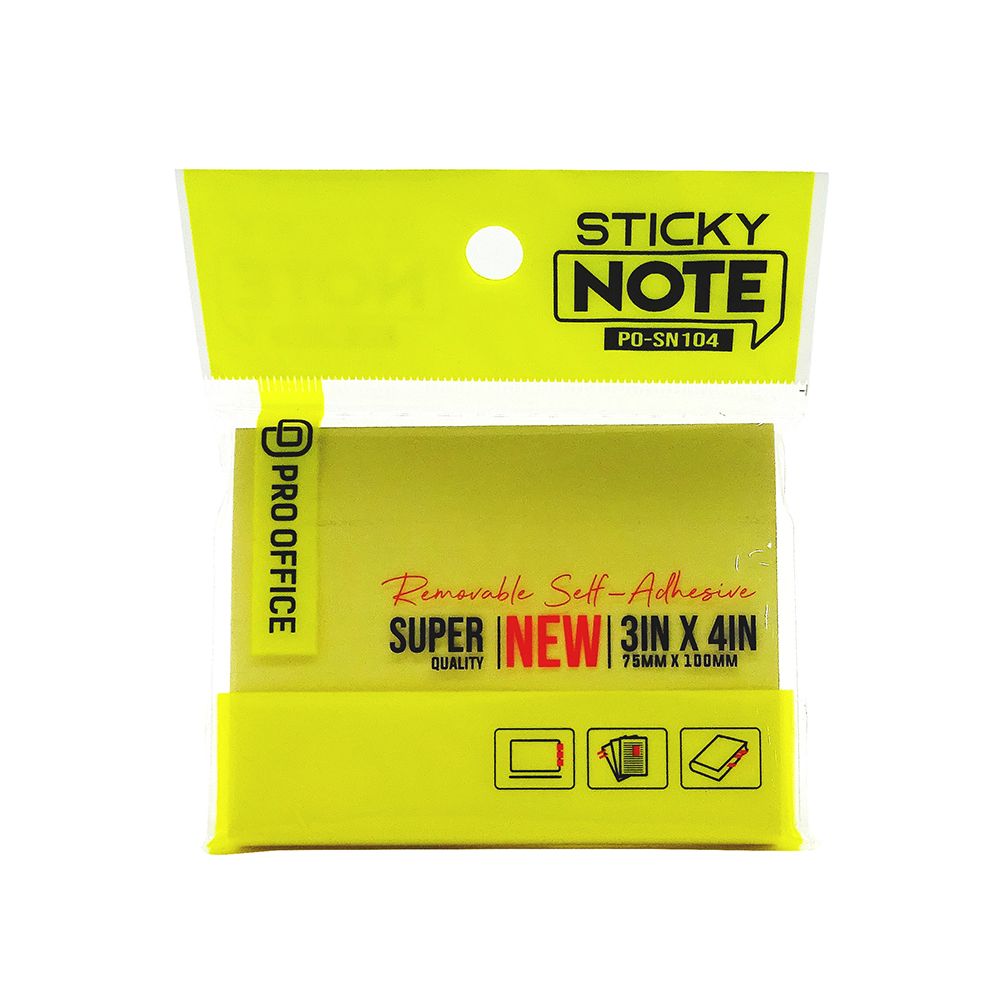 Giấy Note Pro Office - 3x4 In PO-SN104 Màu Vàng