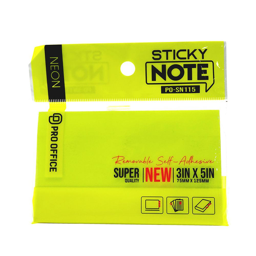  Giấy Note Neon 3x5 In Pro Office PO-SN115 Màu Vàng 