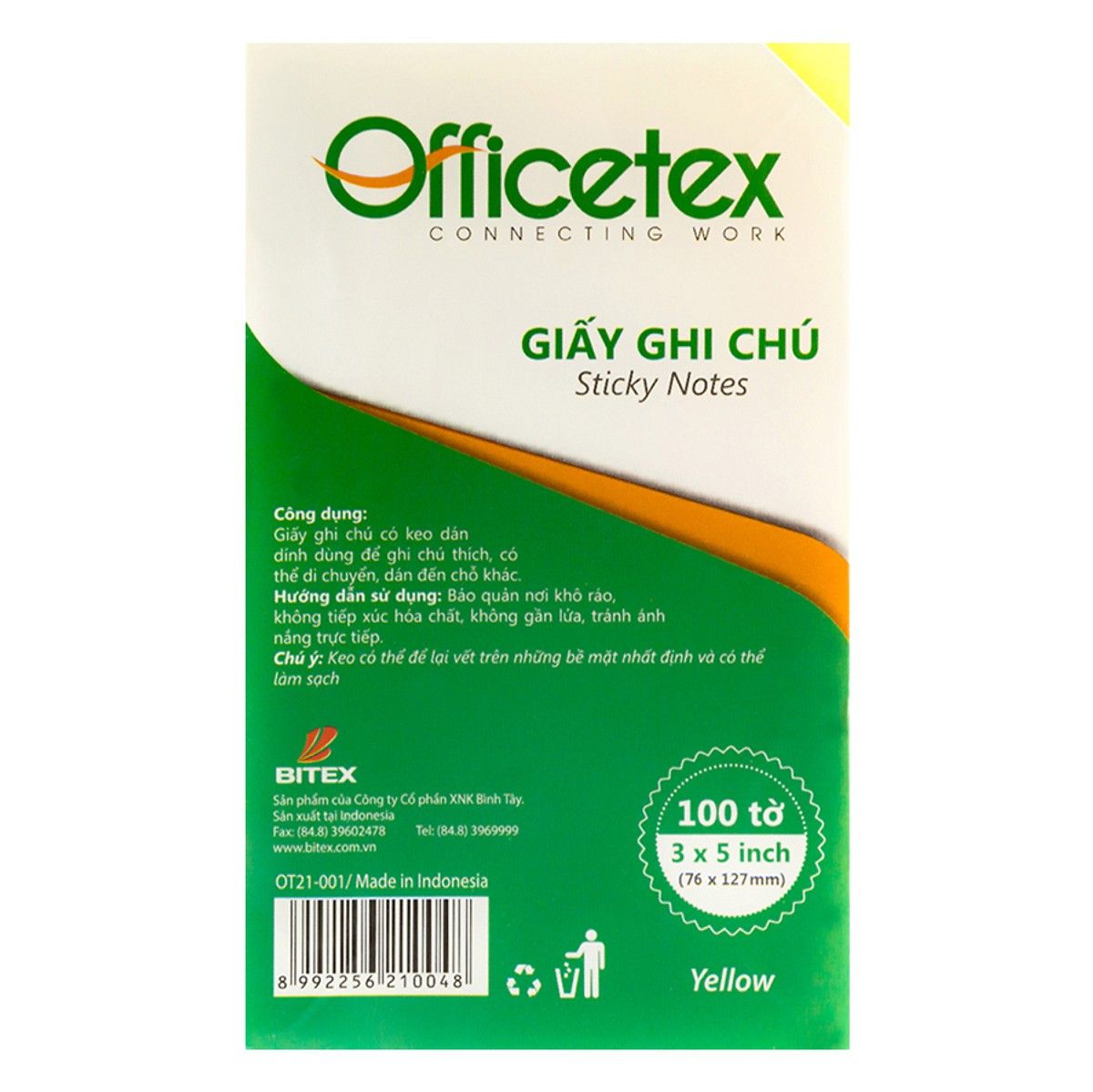 Giấy Ghi Chú Officetex - Yellow (3x5 inch)