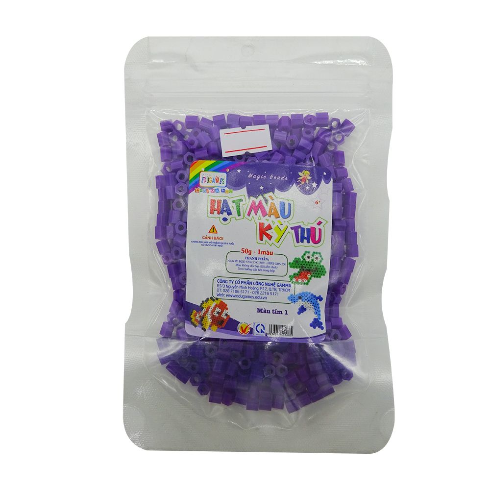  EDUGAMES Chơi Mà Học - Hạt Màu Kỳ Thú - Màu Tím 1 (50g) 