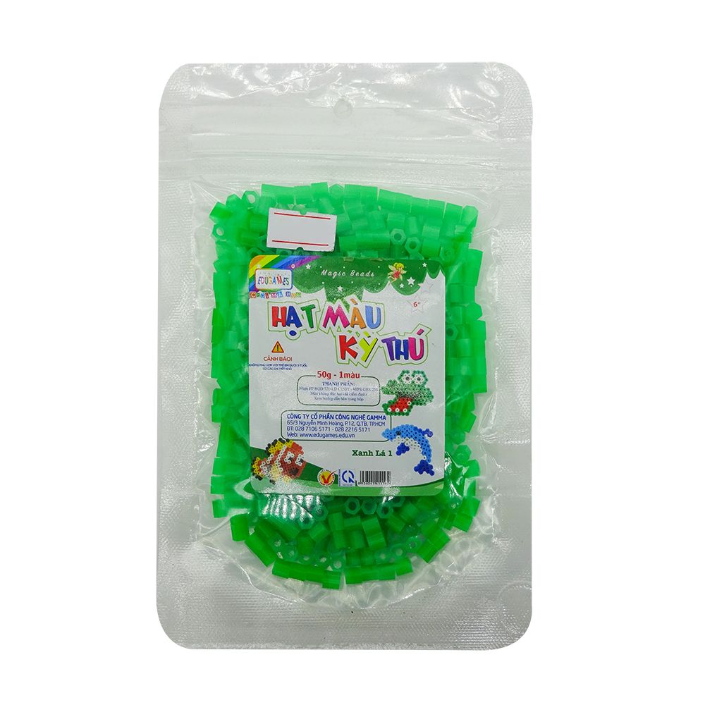  EDUGAMES Chơi Mà Học - Hạt Màu Kỳ Thú - Màu Xanh Lá 1 (50g) 