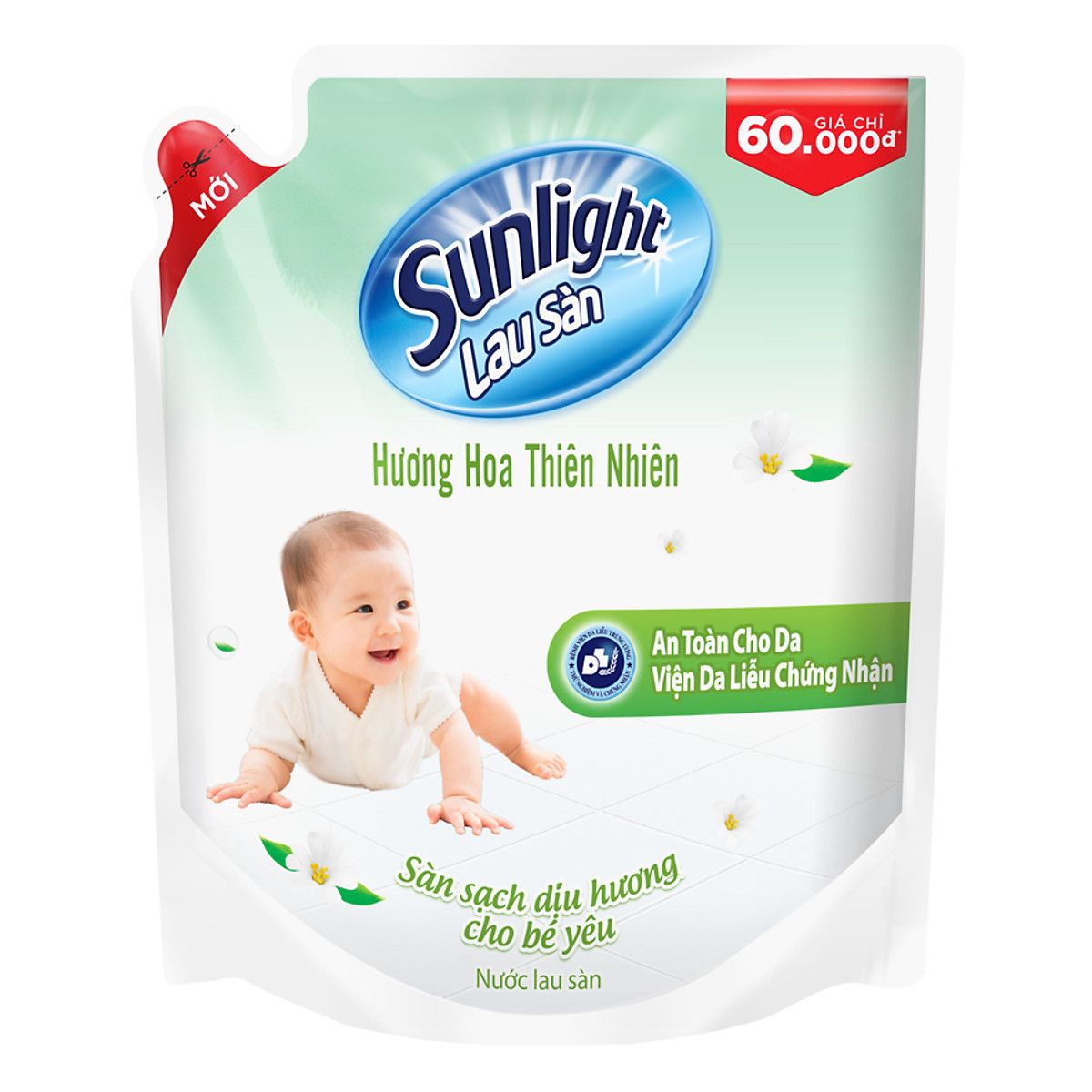 Nước Lau Sàn Sunlight Hương Hoa Thiên Nhiên Túi - Màu Trắng - 2.6Kg