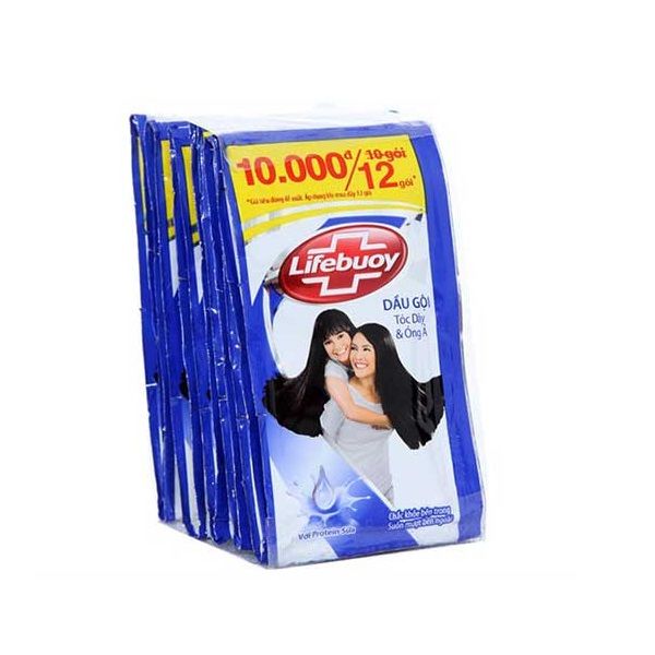 Dầu Gội Lifebuoy Tóc Dày Và Óng Ả Dây 12 Gói