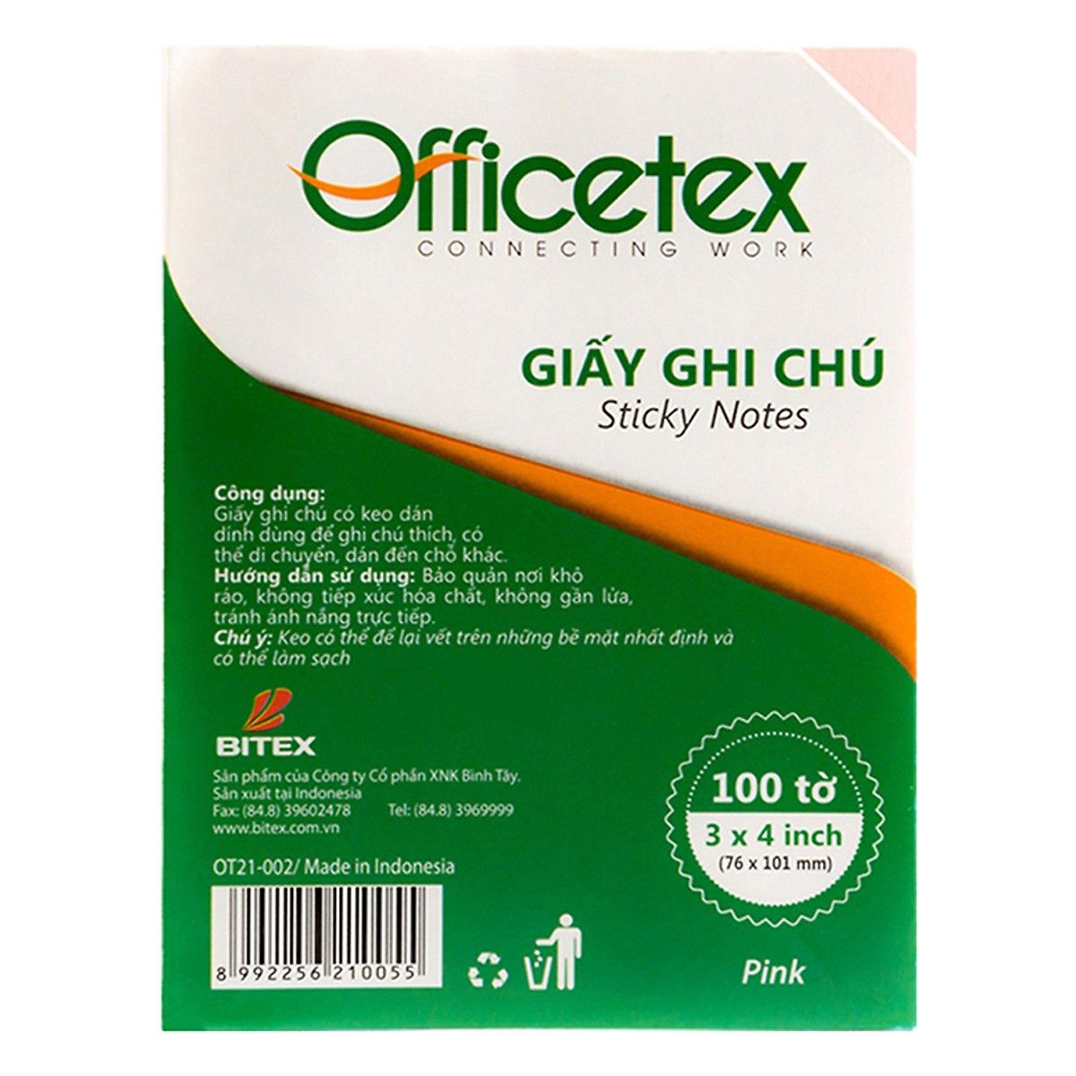 Giấy Ghi Chú Officetex - Pink (3x4 inch)