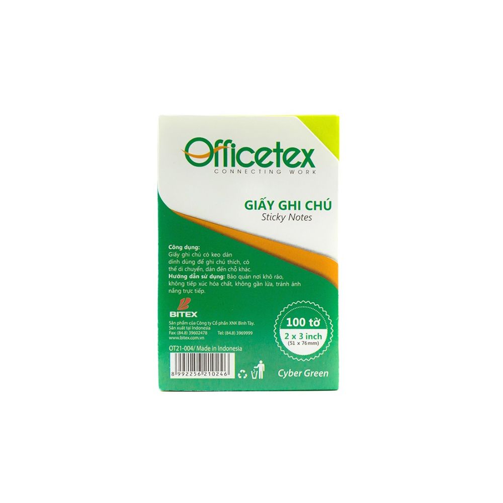 Giấy Ghi Chú Officetex - Cyber Green (2x3 inch)