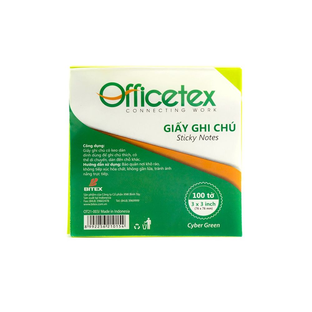 Giấy ghi chú Officetex 3*3 cyber xanh lá