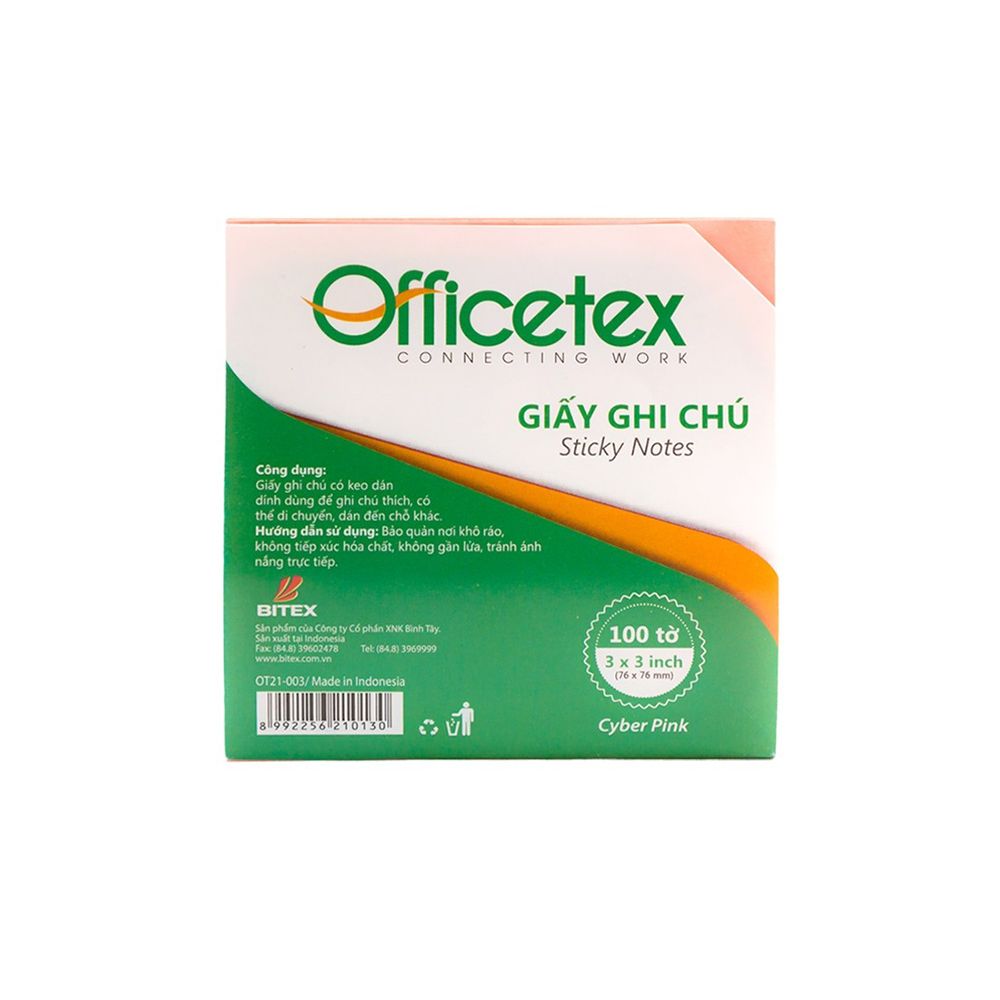 Giấy ghi chú Officetex 3*3 cyber hồng