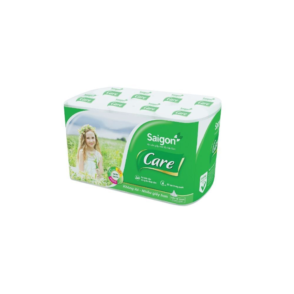 Giấy Vệ Sinh Sài Gòn Care (Lốc 12 Cuộn) - Màu Xanh