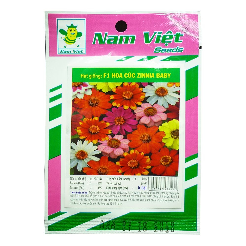 Hạt Giống: F1 Hoa Cúc Zinnia Baby Nam Việt
