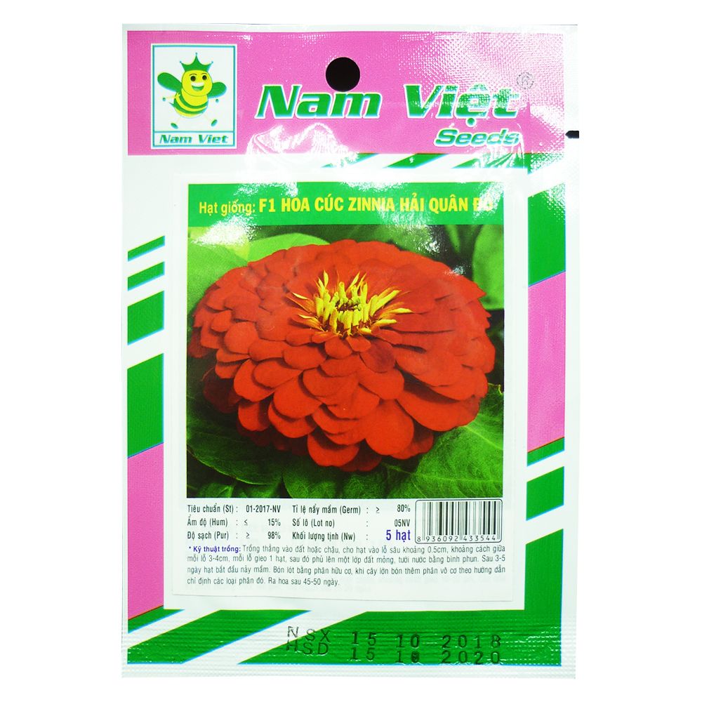 Hạt Giống: F1 Hoa Cúc Zinnia Hải Quân Đỏ Nam Việt
