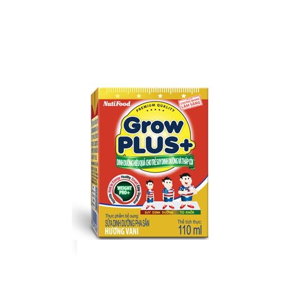 Sữa NutiFood Grow Plus + Cho Trẻ Suy Dinh Dưỡng Thấp Còi (110ml)