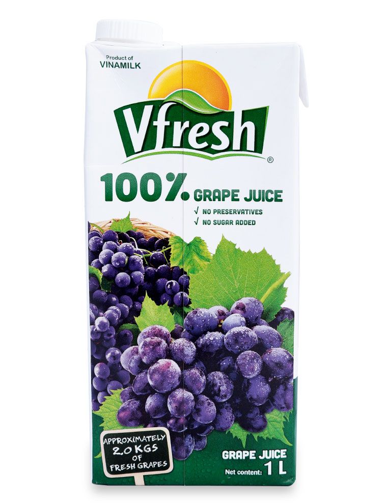 Hộp Nước Ép Nho 100 Phần Trăm Vfresh 1 Lít