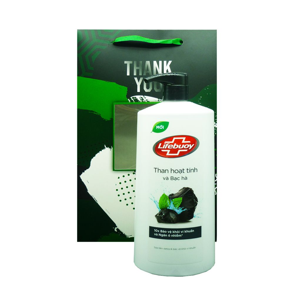 Hộp Quà Sữa Tắm Lifebuoy - Than Hoạt Tính (850g)