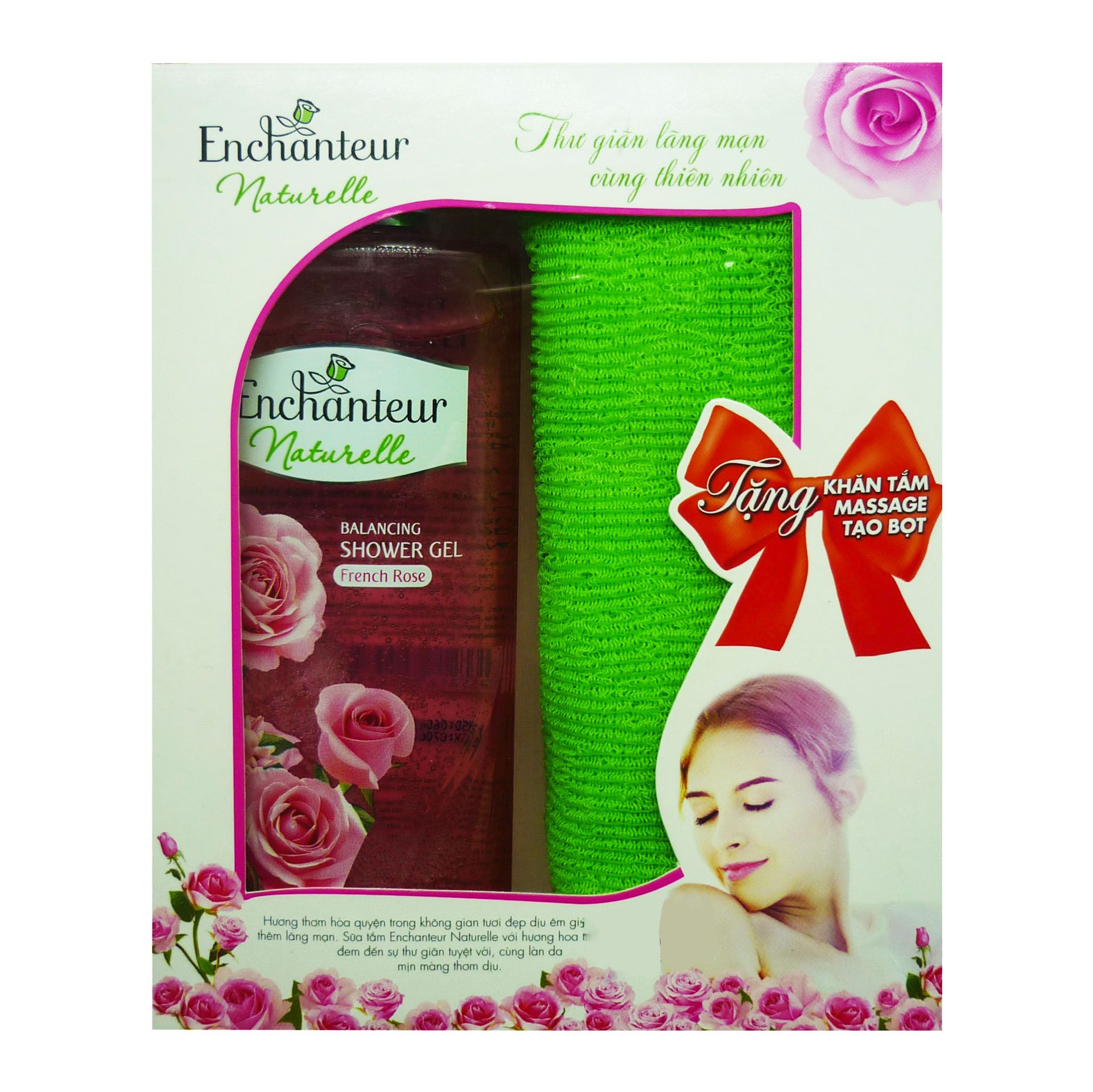 Hộp Qùa Sữa Tắm Thư Giãn Enchanteur Hương Hoa Hồng (260g)
