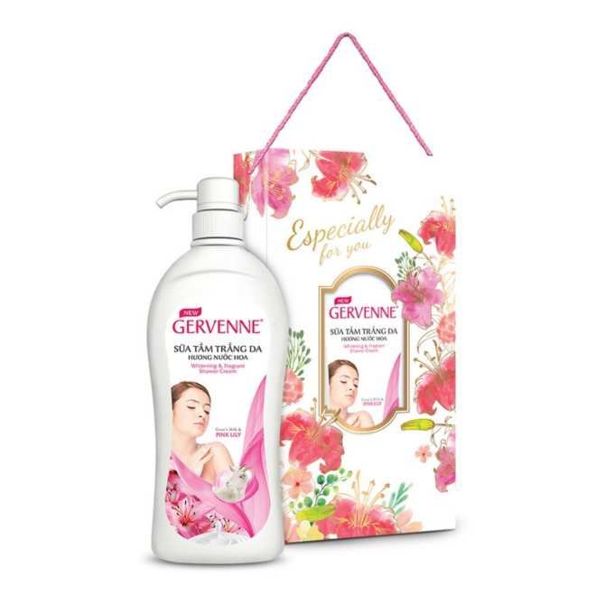 Hộp Quà Sữa Tắm Trắng Da Hương Nước Hoa Gervenne Lily Hồng 450g