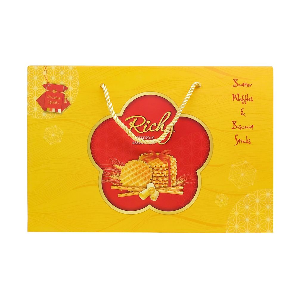Richy - Butter Waffles & Biscuit Sticks - Bánh Cookies Bơ Trứng - Thịnh Vượng Hộp Vàng - 399gr