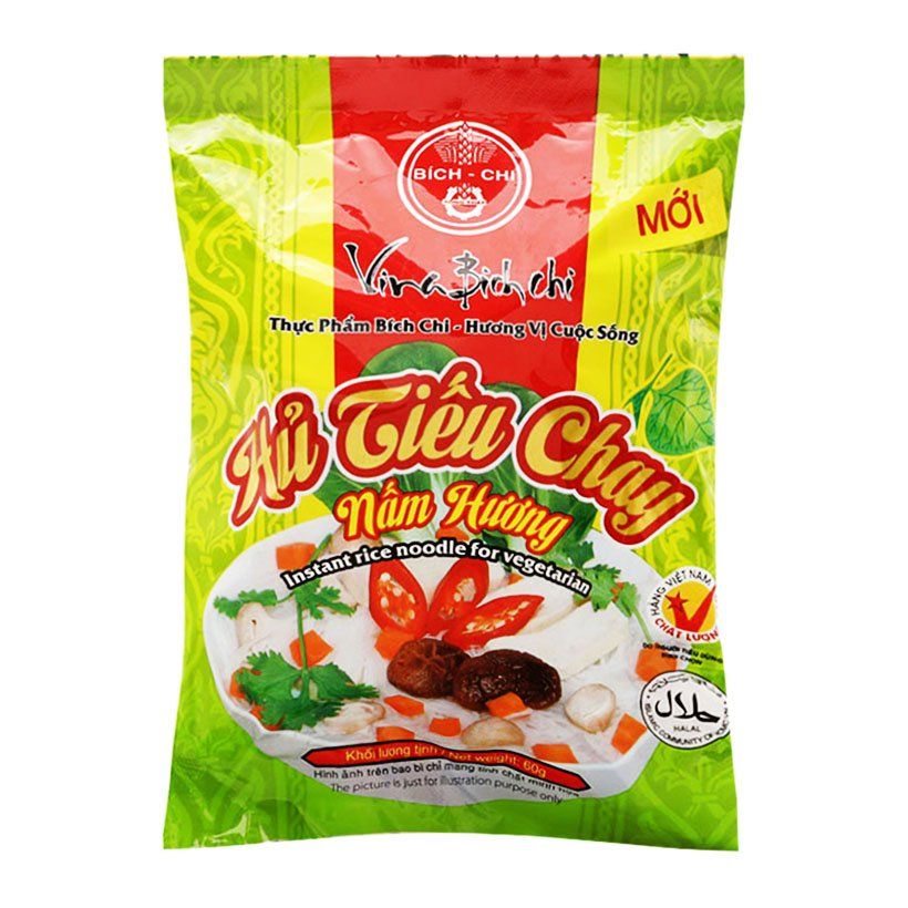 Hủ Tiếu Chay Nấm Hương Ăn Liền Bích Chi (60g)