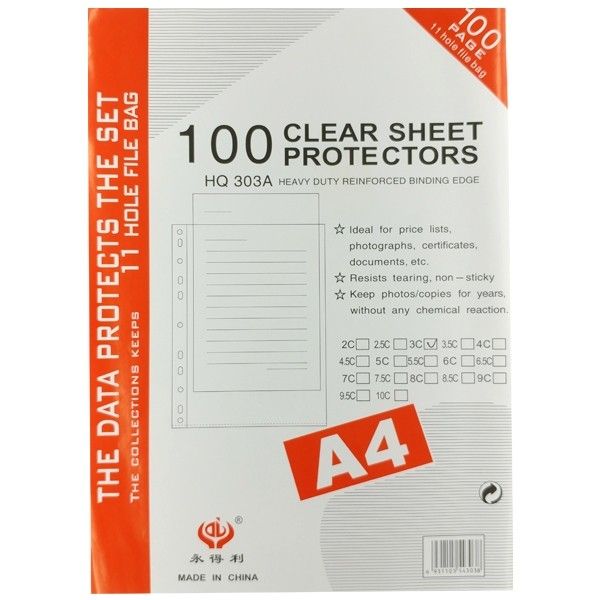 Bìa Lỗ Loại Dày Xấp A4 - 100 Trang - HQ 303A