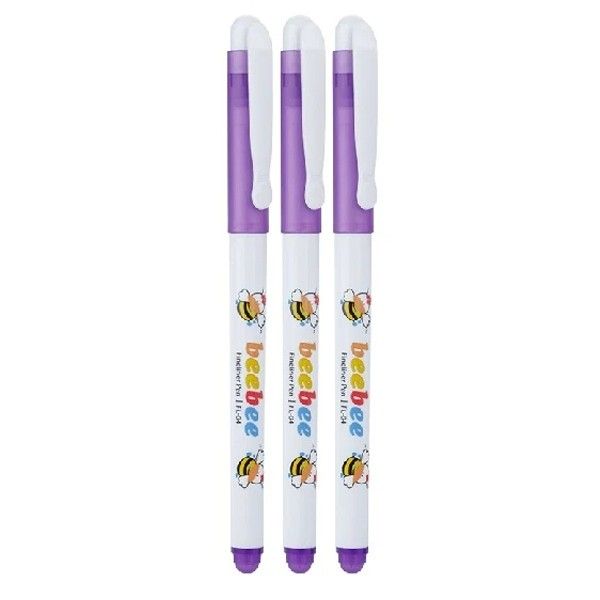 Vỉ 3 Bút Lông Kim Beebee FL-04 - Màu Tím