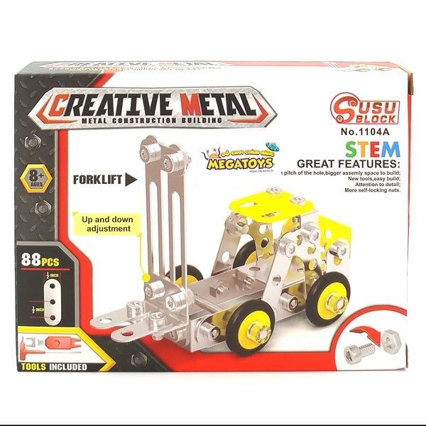 Đồ Chơi Giáo Dục STEM - Metal Bricks - Xe Nâng Siêu Bền 1104A (88 Chi Tiết)