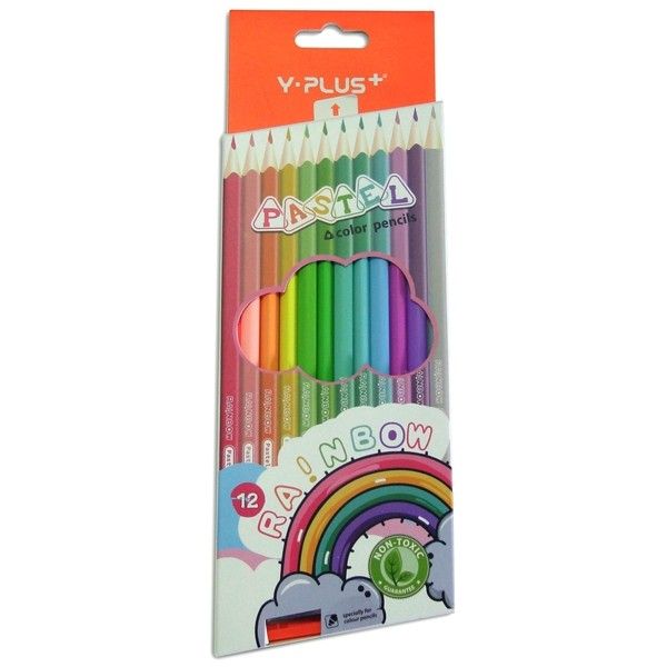 Bút Chì Màu Gỗ 12 Màu Có chuốt - YPLUS+ Pastel-Rainbow - PC200100-RB