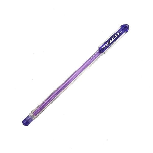 Bút bi mực gel nắp đậy thân trong-0.5mm-Tím-Xanh-Đỏ