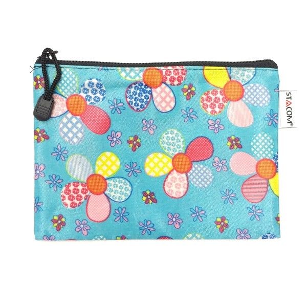 Túi Foam có khóa kéo, in hoa, 1 ngăn (zipper bag) B6 19*14 cm