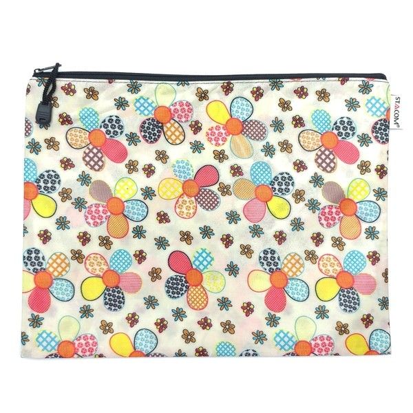 Túi Foam có khóa kéo, in hoa, 1 ngăn (zipper bag) A4 33*25cm