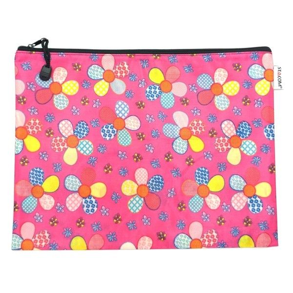 Túi Foam có khóa kéo, in hoa, 1 ngăn (zipper bag) A4 33*25cm