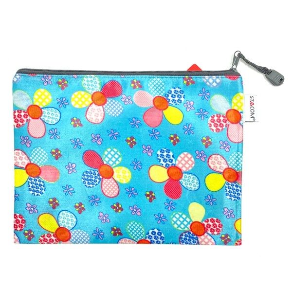 Túi Foam có khóa kéo, in hoa, 1 ngăn (zipper bag) A5 24.3*19.5cm