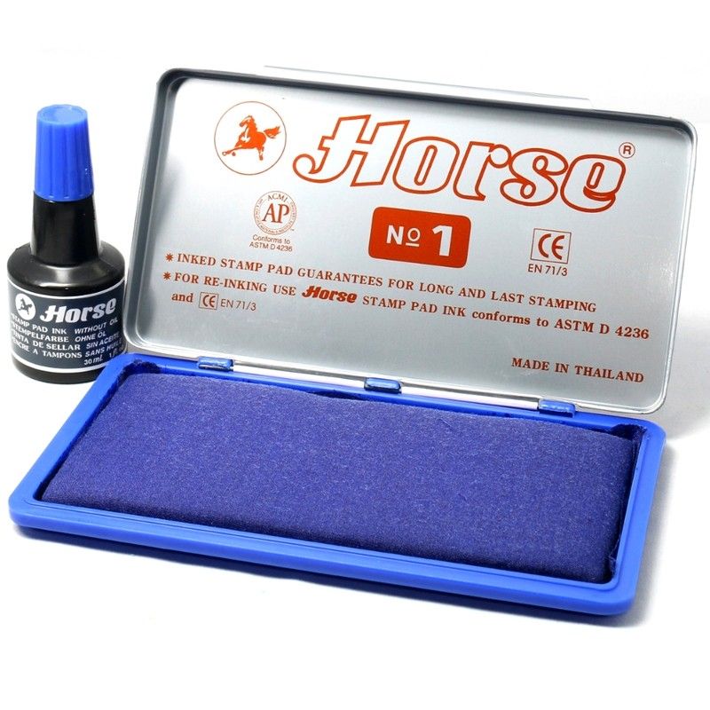 Hộp Dấu Kim Loại H-01 - Mực Xanh - Horse