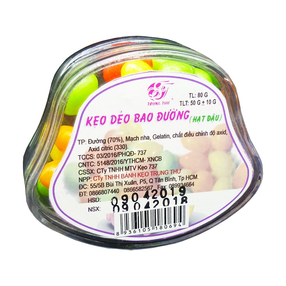 Kẹo Dẻo Bao Đường (Hạt Đậu) Trung Thư (80g)