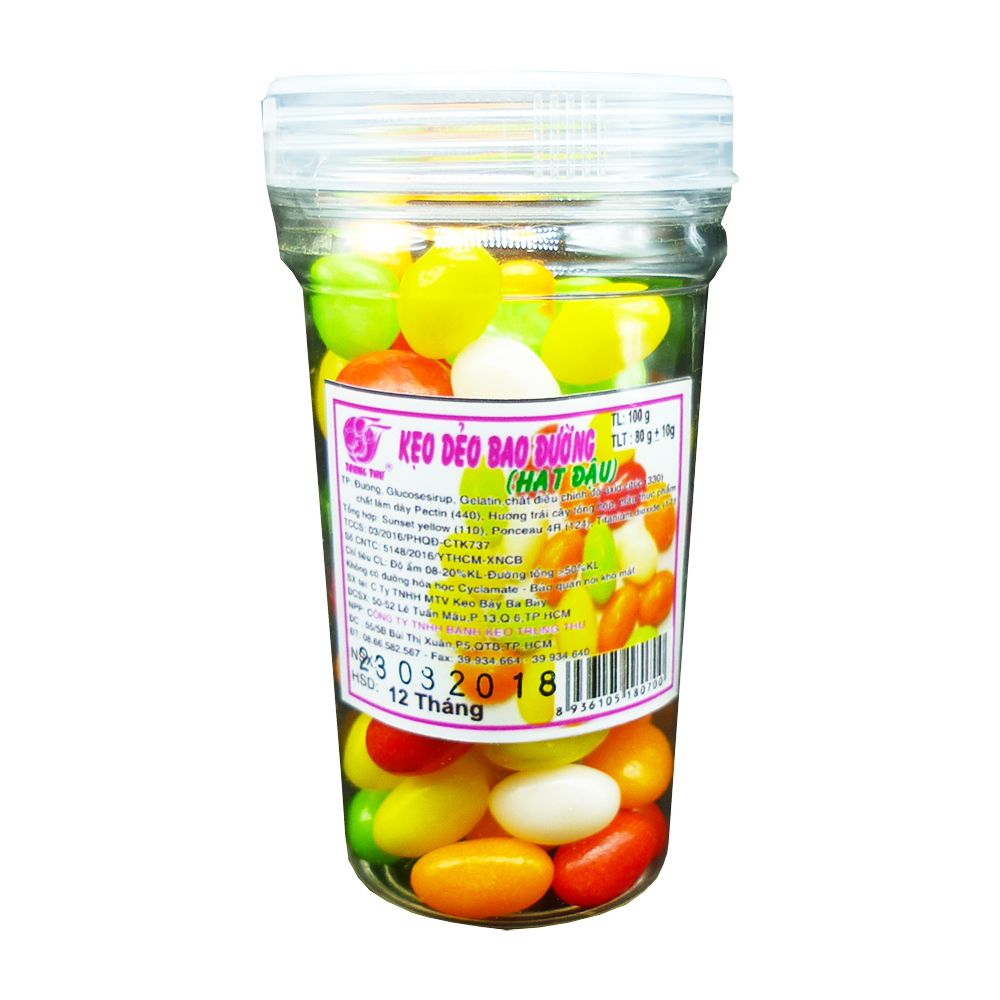 Kẹo Dẻo Bao Đường Trung Thư - Hạt Đậu (80g)