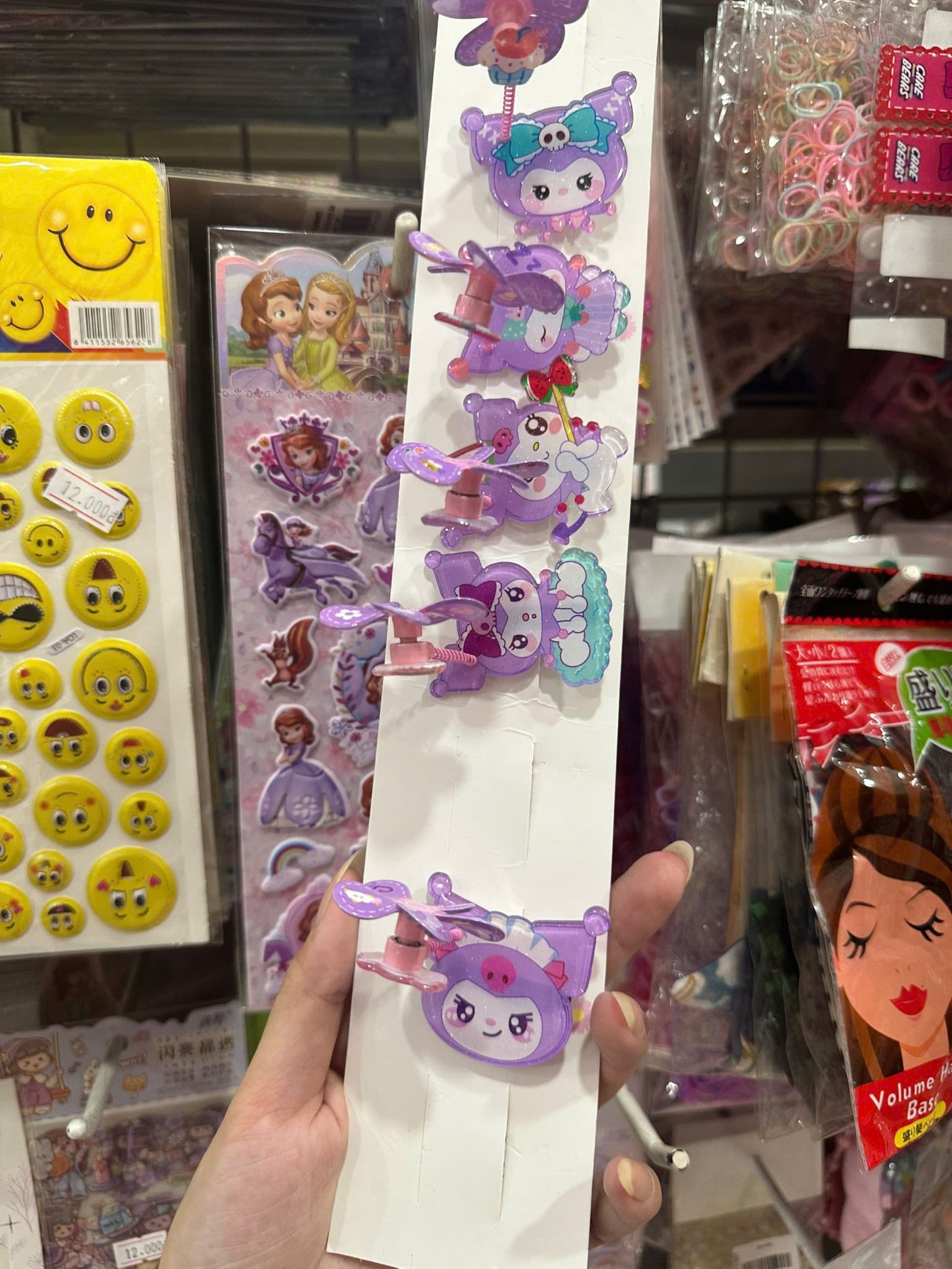 Kẹp tóc mái - cặp tóc cho bé hình kuromi gắn chong chóng xoay trước gió siêu cưng