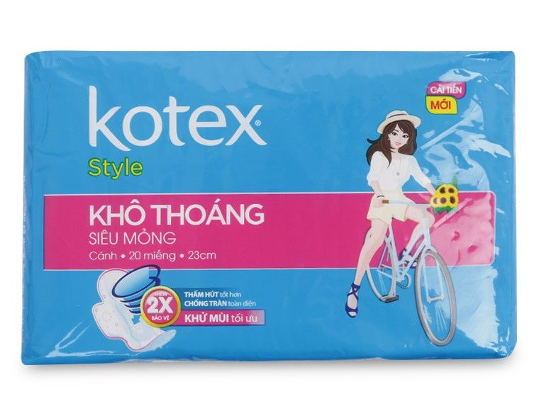 Băng Vệ Sinh Kotex Style Khô Thoáng Siêu Mỏng Cánh (20 miếng/Gói)