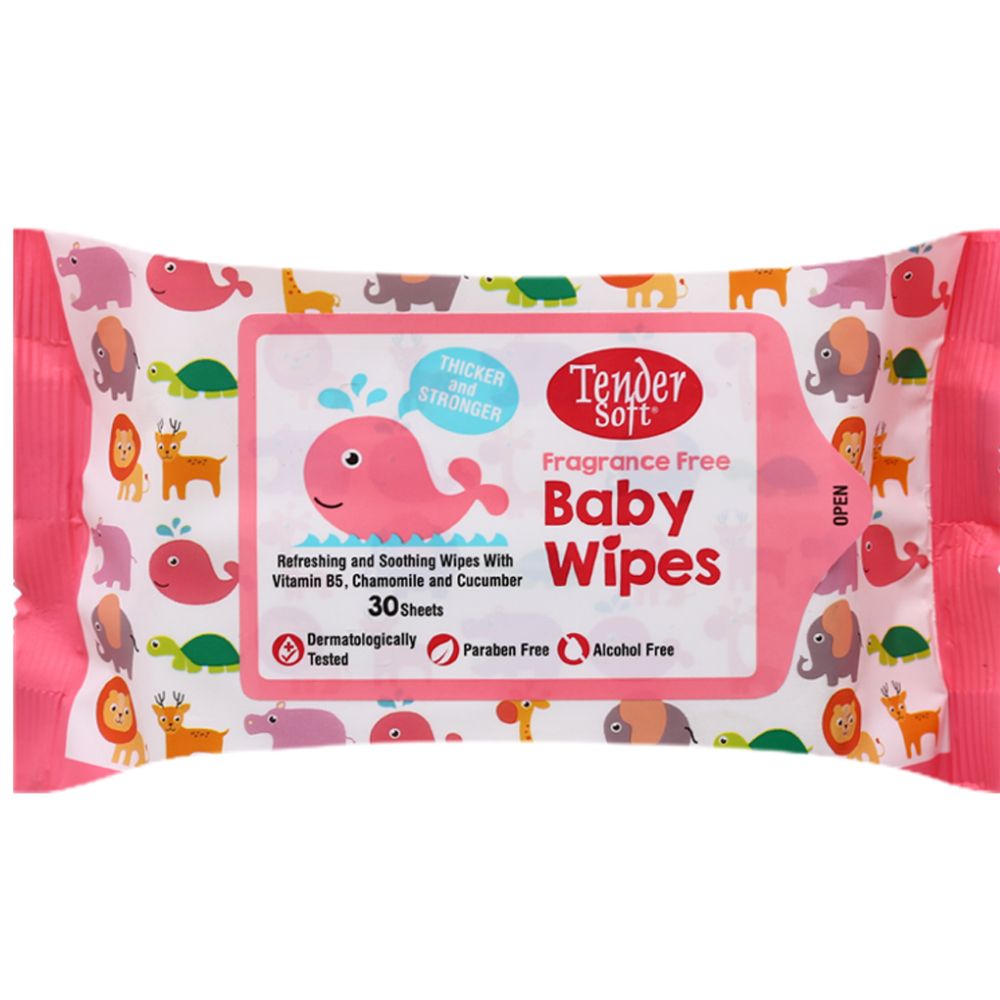 Khăn Ướt Tender Soft Baby Wipes 30 Tờ Hồng
