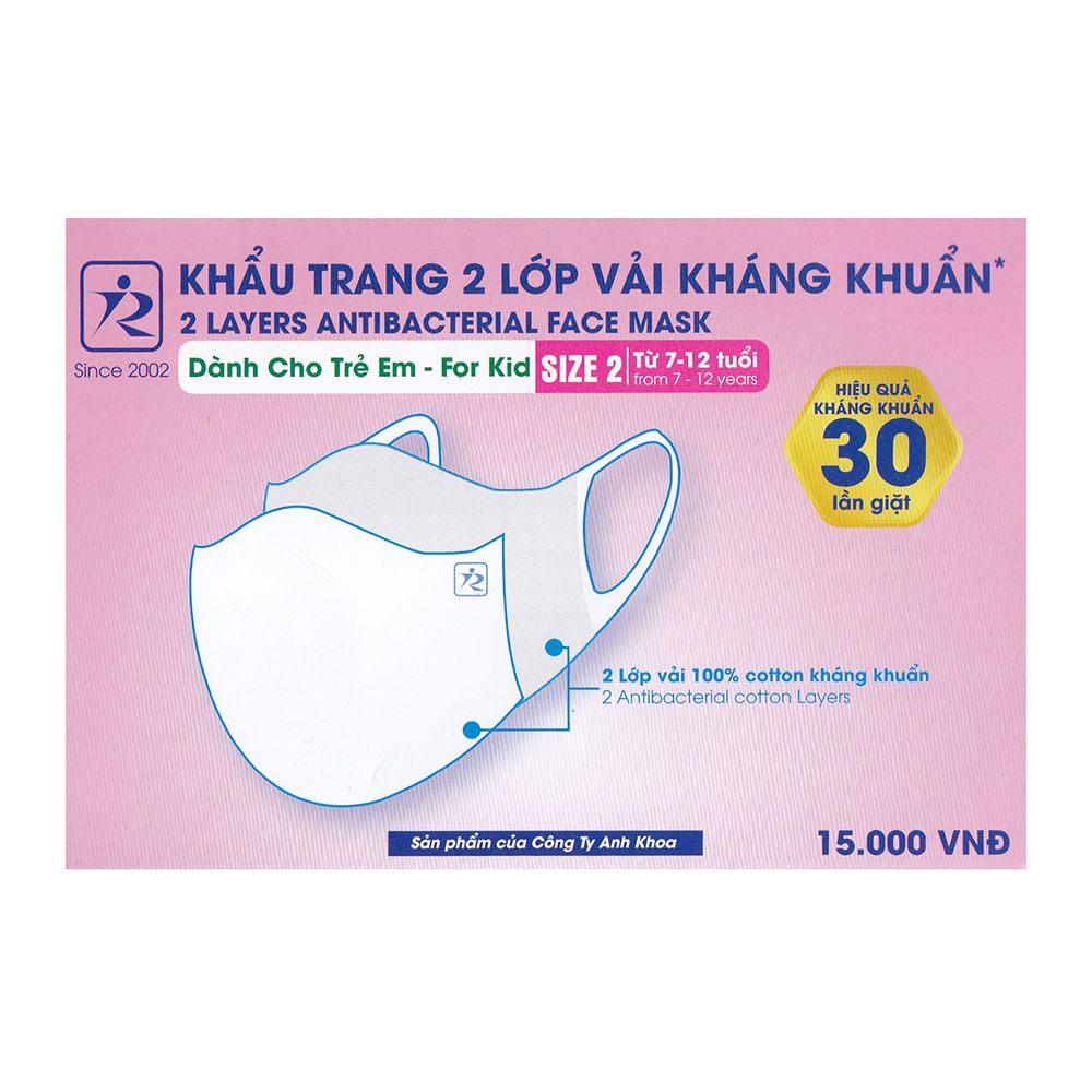 Khẩu Trang 2 Lớp Vải Kháng Khuẩn - Dành Cho Trẻ Em
